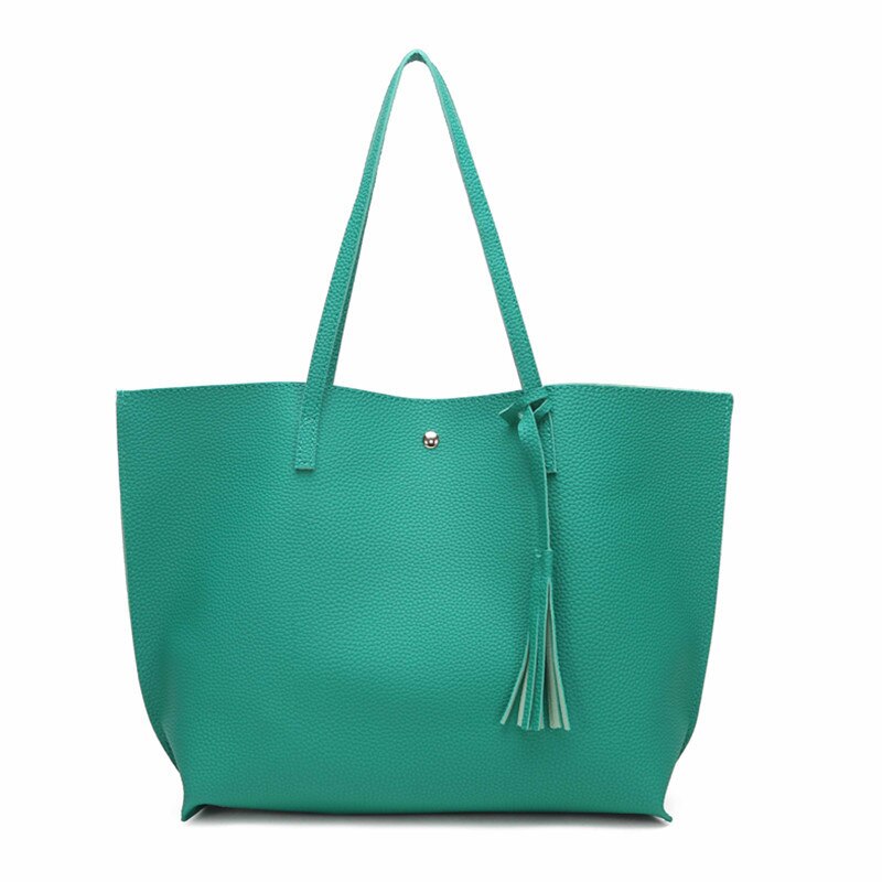 Tassels Woman Package Single Shoulder Handbag Pu Capacity Handbag Bag: green
