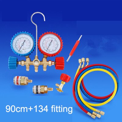 Car Air conditioning refrigerant filling tube cold medium Freon R134A Refrigerant charging hose Pressure Gauge 536G: 90cm 134fitting