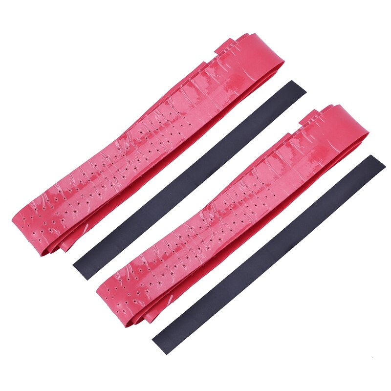 2 stk anti-slip perforeret superabsorberende tennis overgreb badminton overgreb squash ketsjer greb tape: Rød