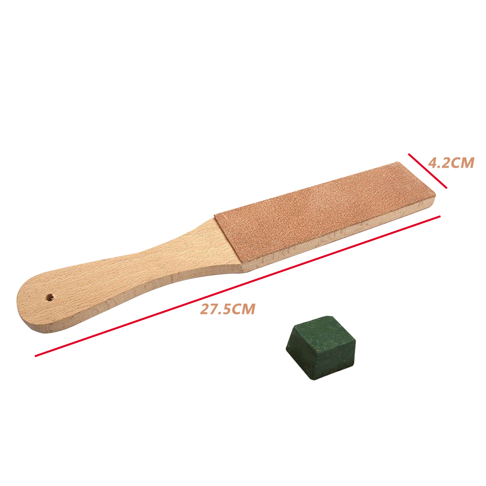 lama in pelle a doppia faccia coramella taglierina Affilatrice per rasoio Lucidatura Manico in legno Affilacoltelli da cucina Forbici Strumento per affilare: Default Title