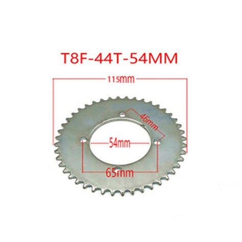 38 44 54 64 74 tand 38t 44t 54t 64t 74t t8f 35mm baghjul mini moto atv quad dirt pit pocket bike cross 47cc 49cc dele: T8f-44t-54mm