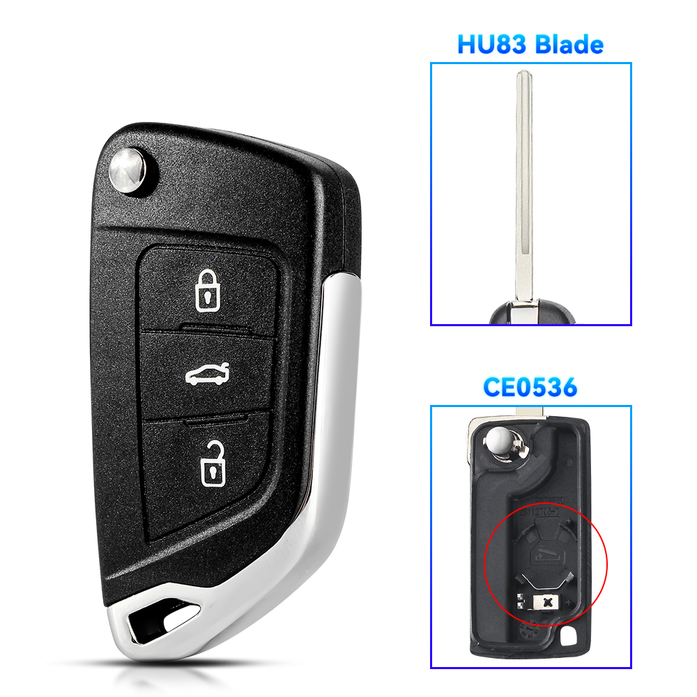 KEYYOU carcasa de llave remota modificada para Peugeot 207 307 308 406 407 607 807 3008 para Citroen C2 C3 C4 C5 C6 Berlingo Picasso: Azul
