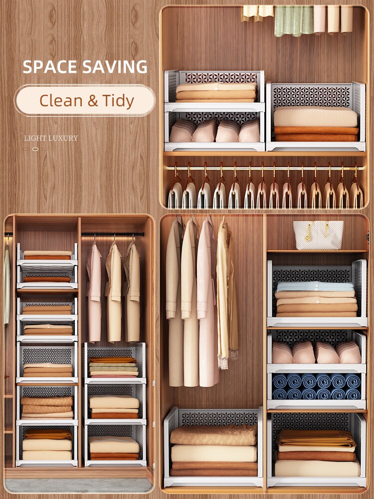 Joybos Wardrobe Storage Cabinet Organizer Drawer Storage Box Layered Partitions Finishing Shelf Dormitory Rack Storage 1pc