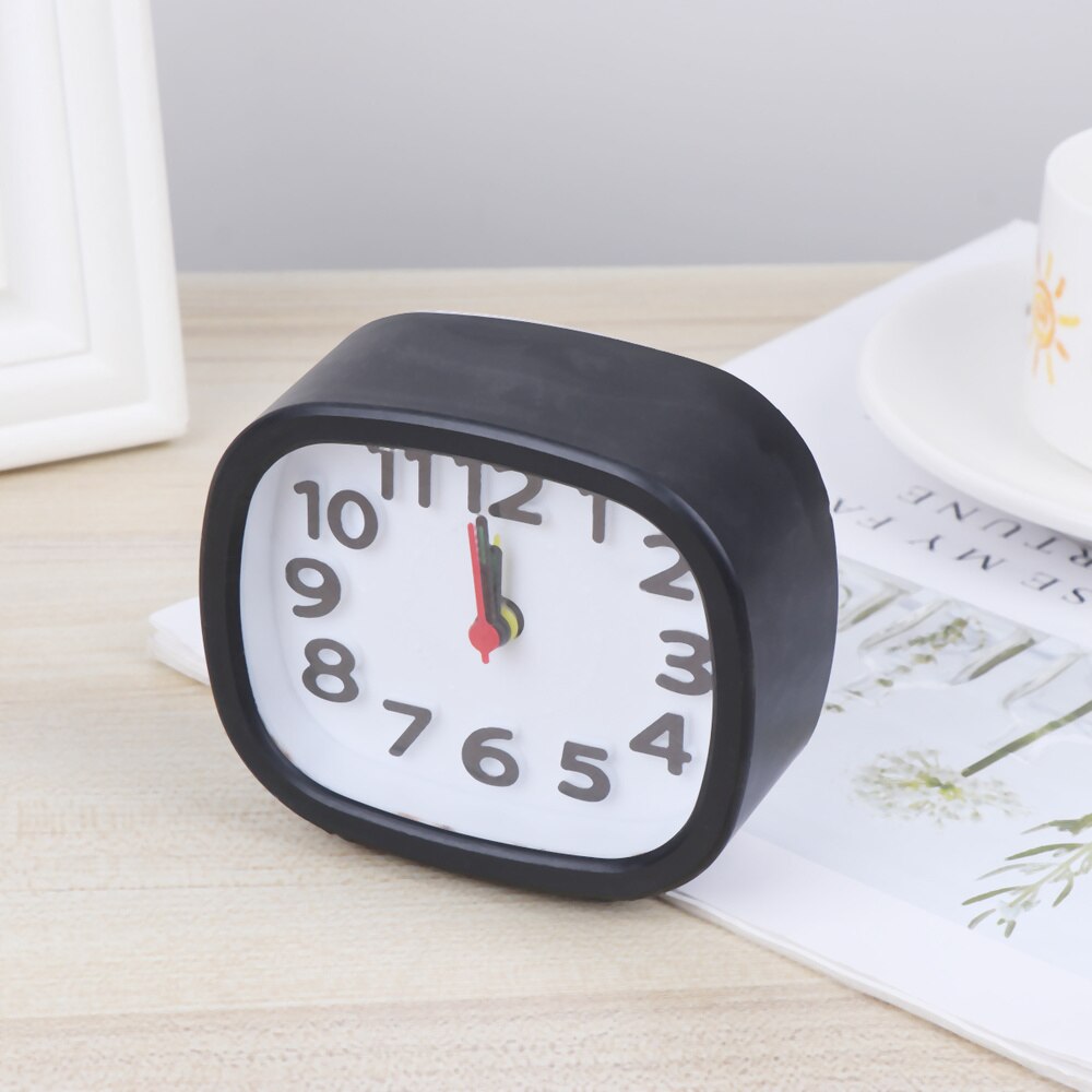 Simple Square Alarm Clock Small Desktop Clock Luminous Hour and Minute Hand Kids Alarm Clock Without Battery (Black): Black