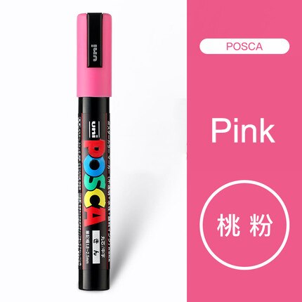 Uni Posca PC-5M Paint Marker Pens Medium Tip 1.8mm-2.5mm 17 Colors for School Office Art Marker Japanese Art Supplies 1Pcs: Pink 1Pcs