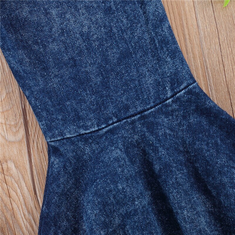 2-7y toddler baby girl flare bukser jeans blå klokkebunde elastiske højtaljede denimbukser forår efterår outfit
