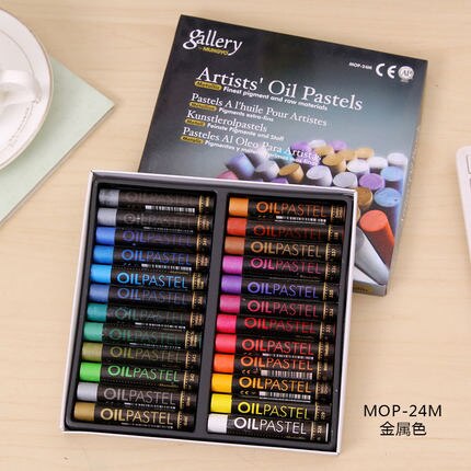Wax caryon set 24/36/48pcs to choose children artistic oil painting stick: metallochrome 24pcs