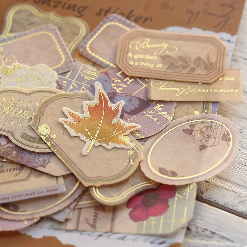 40 stamping old-fashioned nostalgic stamps travel plant stickers junk diary accessories stationery stickers