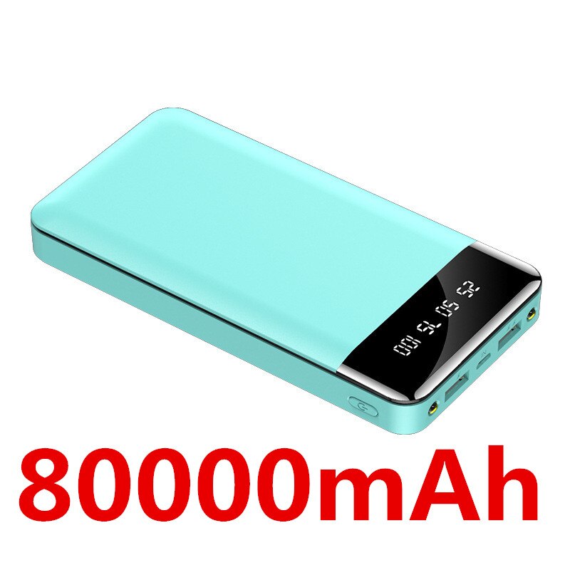 80000mah large capacity power bank portable digital display external battery charger power bank suitable for Xiaomi IPhone: Blue-80000mah