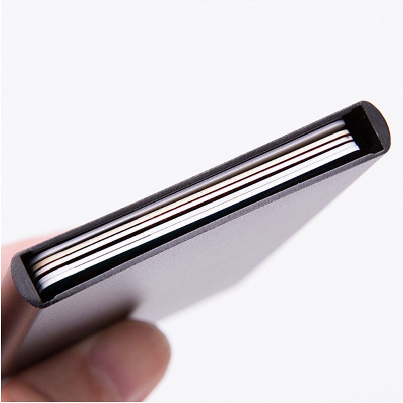 Aluminum Men Credit Card Holder Pocket Blocking Pop up Case Business RFID Wallet Travel CardHolder Black