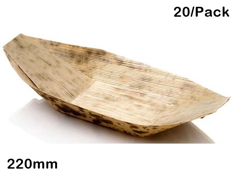 -suministros de boda para eventos, vajilla desechable ecológica, bote de hoja de bambú de 220mm, paquete de 20: 220mm