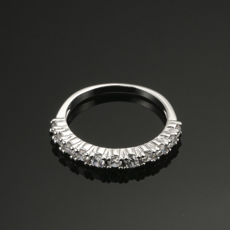 Luxury Silver Color Cubic Zirconia Half Circle Pave Finger Rings Wedding&Engagement Ring Jewelry For Women DFR589