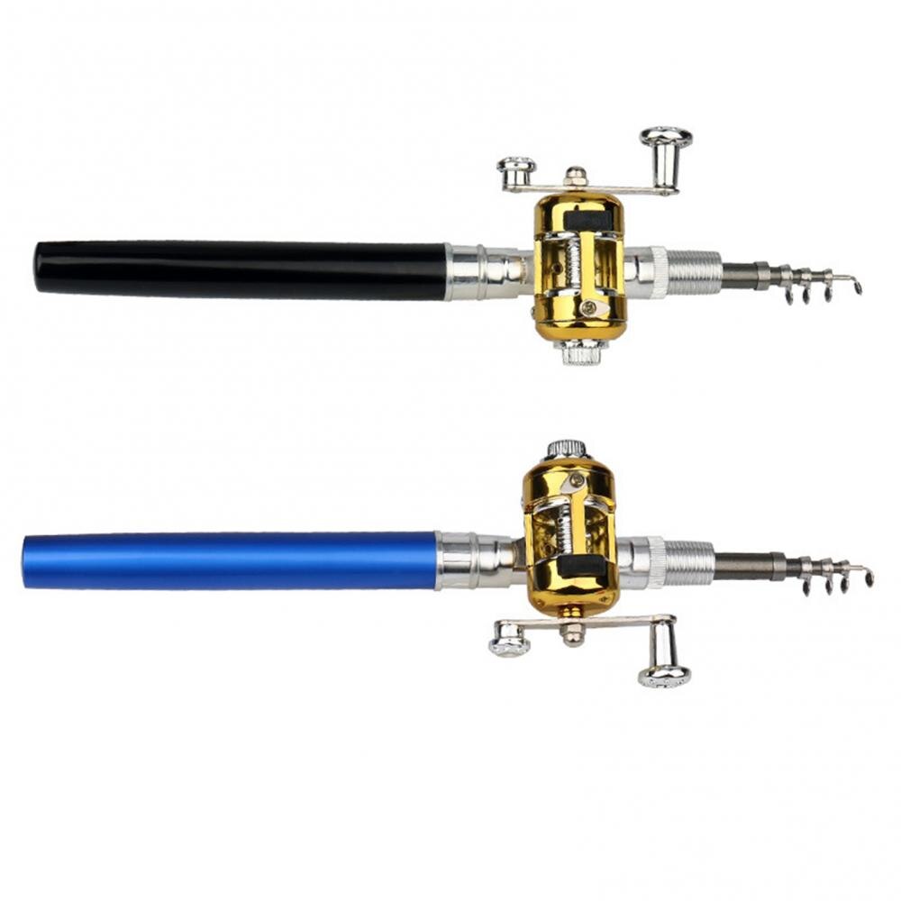 Portable Fishing Telescopic Pole Pen Shape Folded River Lake Rod with Reel Wheel