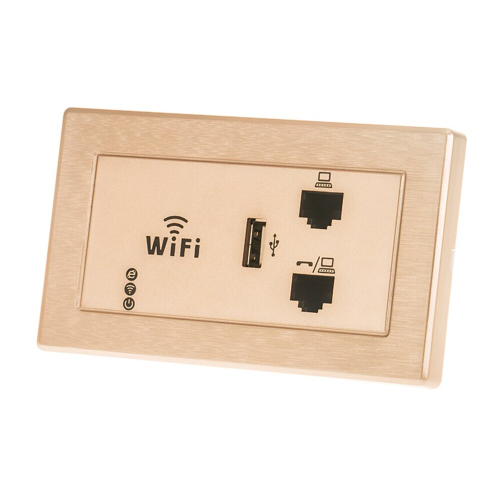 300Mbps Wireless In Wall AP for Hotel Domitory Office Rooms USB Charge Access Point Socket WiFi RJ45 Extender Router Repeater: Gold