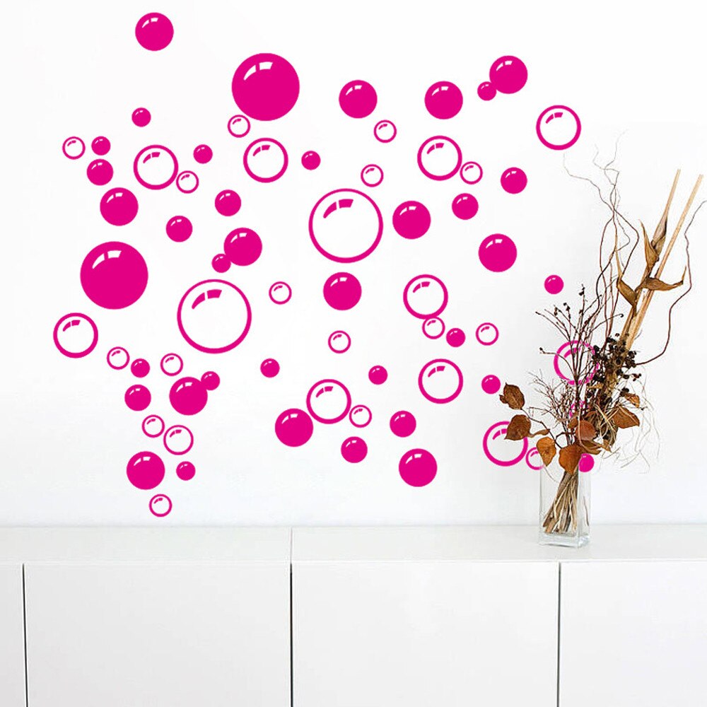 Bellen Cirkel Verwijderbare Muur Behang Badkamer Raam Sticker Decal Thuis Diy Muurstickers Home Decor Etiqueta De La Pared: Hot Pink