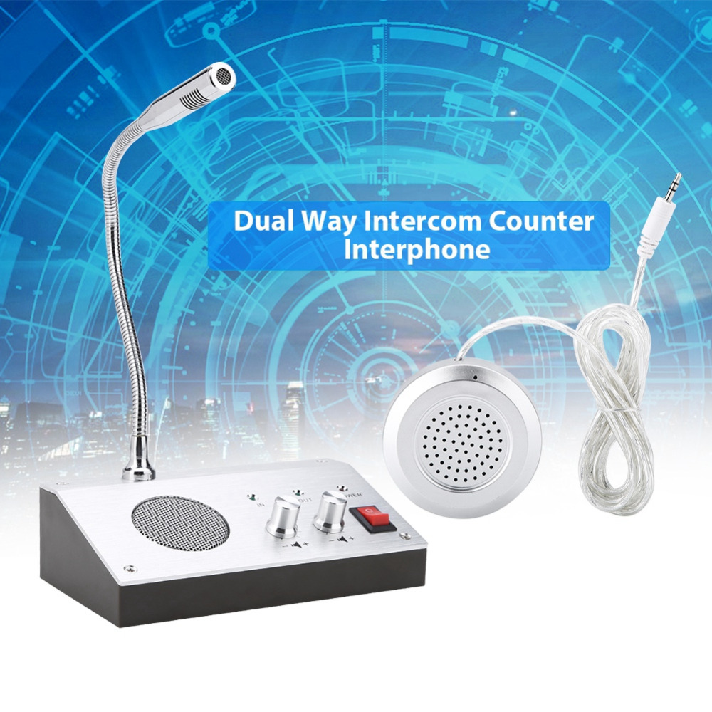 100-240V Dual Way Voice Mic Speaker Intercom Window Counter Interphone for Security Company