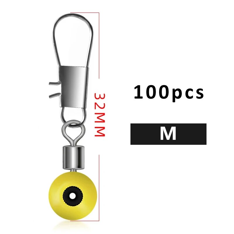 100 pcs/Lot pêche flottant espace haricots rotation Bobber connecteurs pêche en mer eau salée matériel pivotant équipement métal leurre: YELLOW