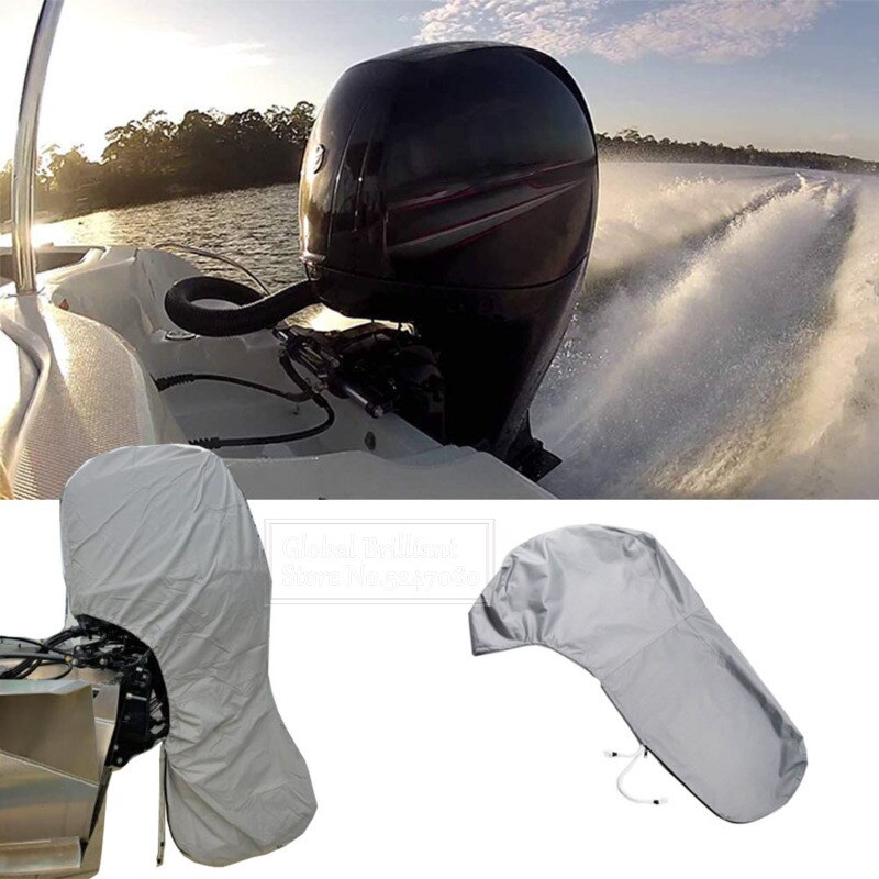 420D Boat Full Outboard Engine Cover Heavy Duty Grey Engine Motor Covers Protector For 6-225HP Waterproof