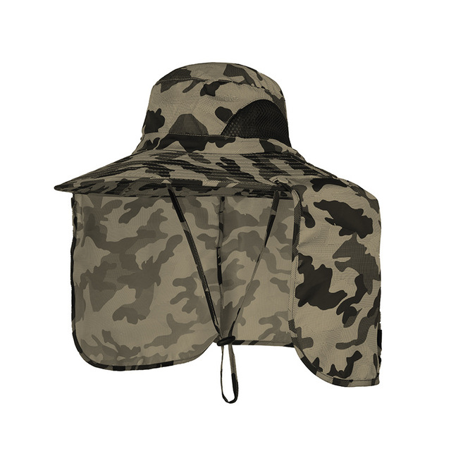 Schnell trocknender Fischerhut für Herren, UV-Nackenschutz, Sonnenschutz, draussen, atmungsaktives Gittergewebe, Wandern, Angelkappen, Sommer: Kakifarbig