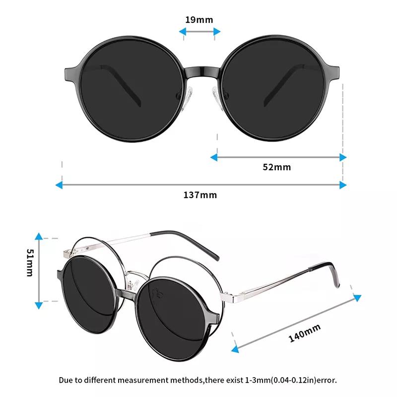 Ceofy Round Stylish Clip on Polarized Sunglasses Women Men Retro Brand Glasses Frame Magnetic Multifunction CD6816