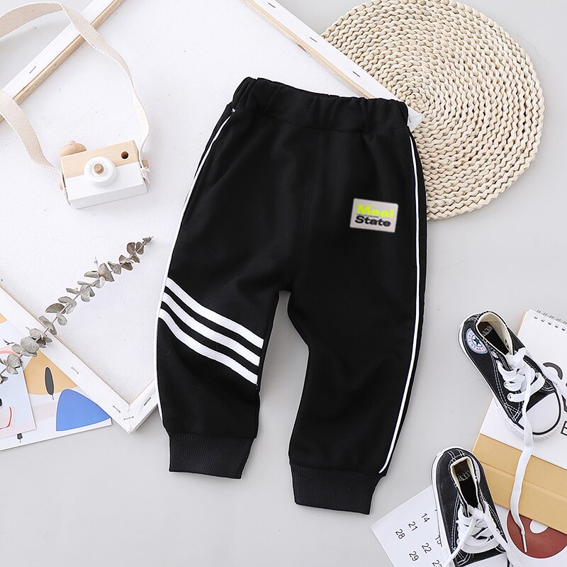 Baby Boys Girls Striped Pants Children Boys Sports Pants Kids Casual Trousers Pants Long Sweatpants for Girls Boys: White / 3T