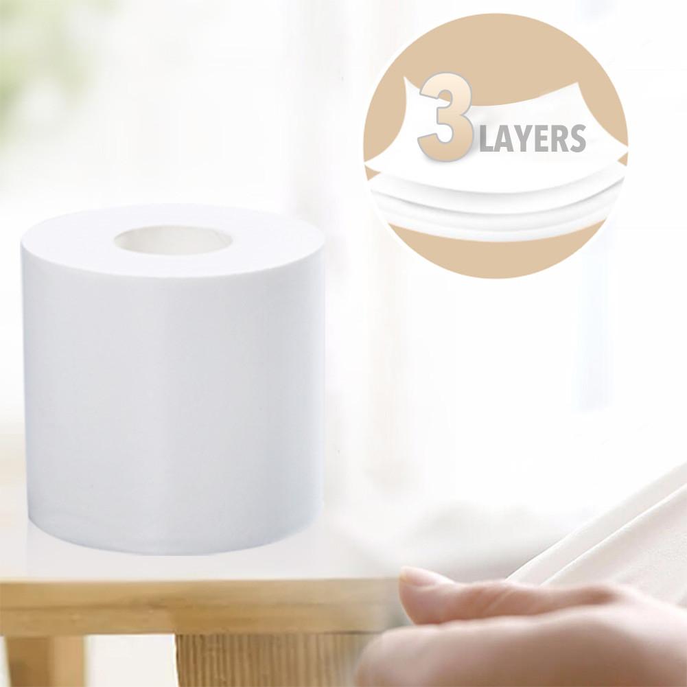 6Rolls White Paper Towels Rolls Toilet Roll 3 Layers Tissue Roll Kitchen Toilet Paper Tissue Cleaning Paper Skin-friendly Paper