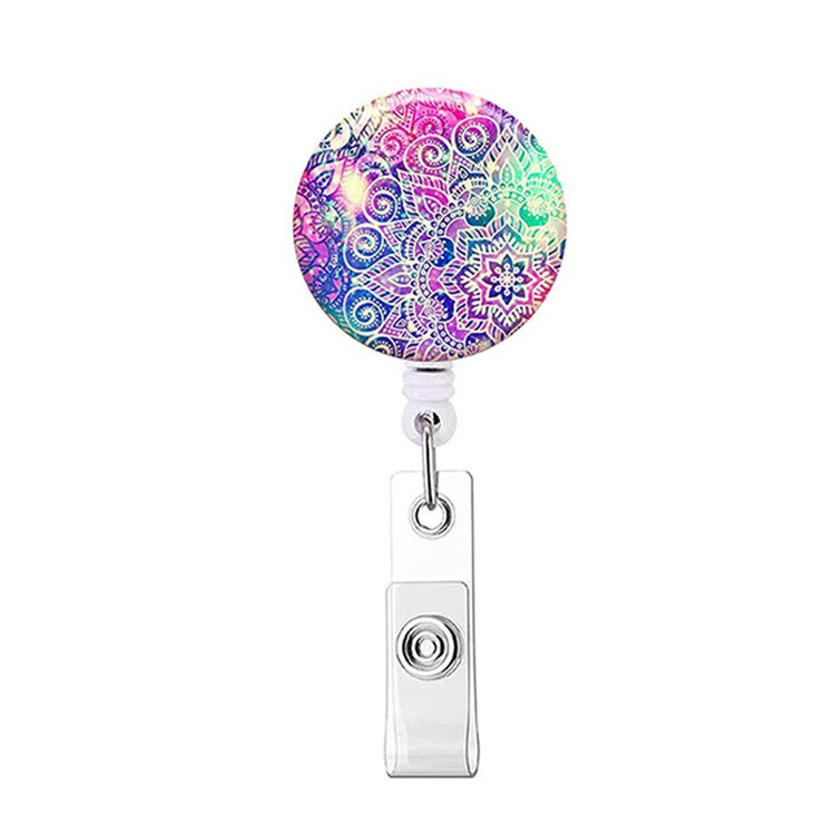 1 stykke top genoprettelig sygeplejerske badge holder blomster studerende id-kort navneskilt holder klip nøgleringe: 6