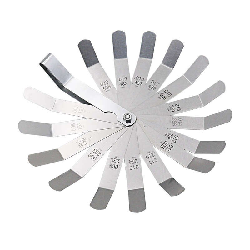 Feeler Gauge Metric 0.127-0.508Mm 0.005-0.020 Inch Valve Offset Feeler Gauge High Strength 16 Blade Easy To Use Durable