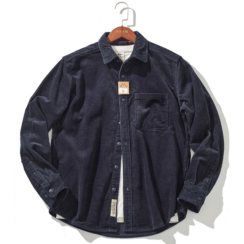 Stylish Men's Thick Corduroy Shirt Jacket with Vintage for Autumn and Winter