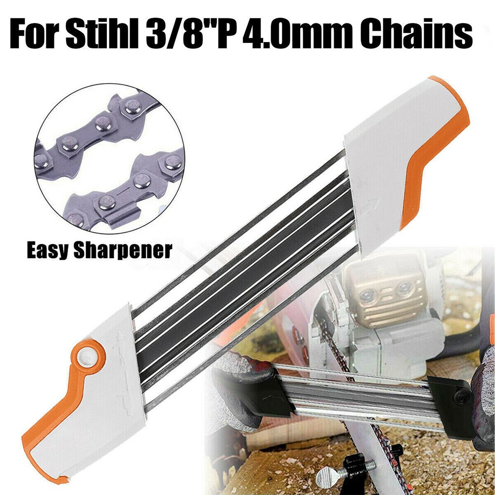 4mm 2 In 1 Chainsaw Chain Sharpener Multifunction Easy Chainsaw File Chain Sharpener Whetstone Kits Manual Chain Sharpener Tool