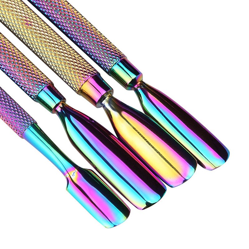 Dual-Ended Chameleon Nail Cuticle Pusher Dode-Skin Remover Rainbow Rvs Nail Art Tool