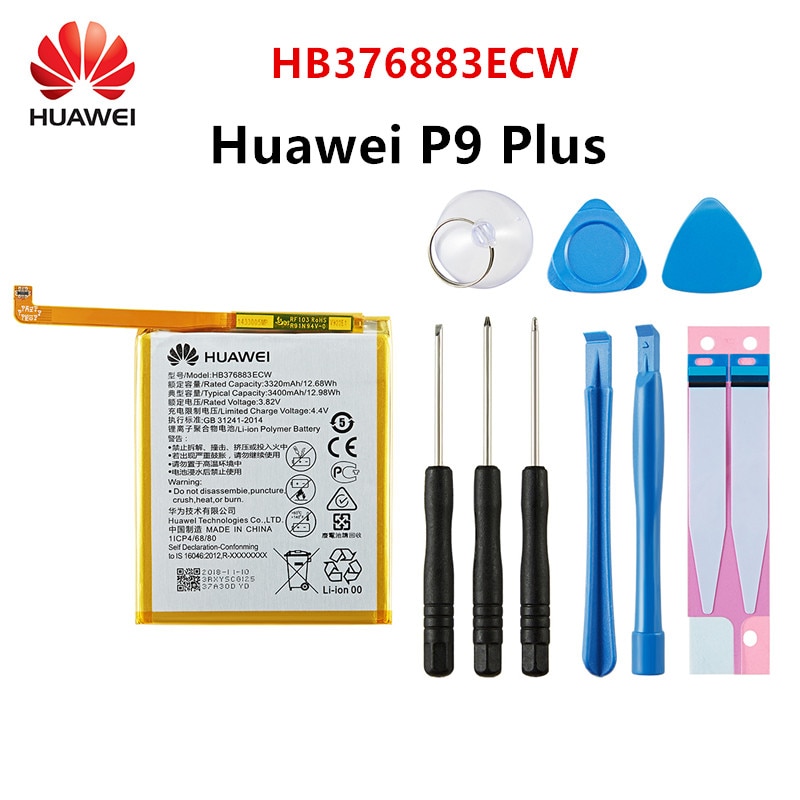 100% Orginal Huawei HB376883ECW 3400Mah Batterij Voor Huawei P9 Plus Mobiele Telefoon Batterijen + Gereedschap