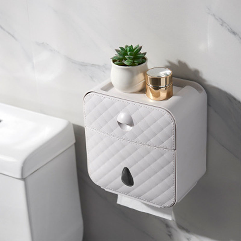 Multiple Styles Toilet Paper Holder Waterproof Towel Wall Mounted Storage Box Bathroom Accessories Tray Roll Tube Double-Layer