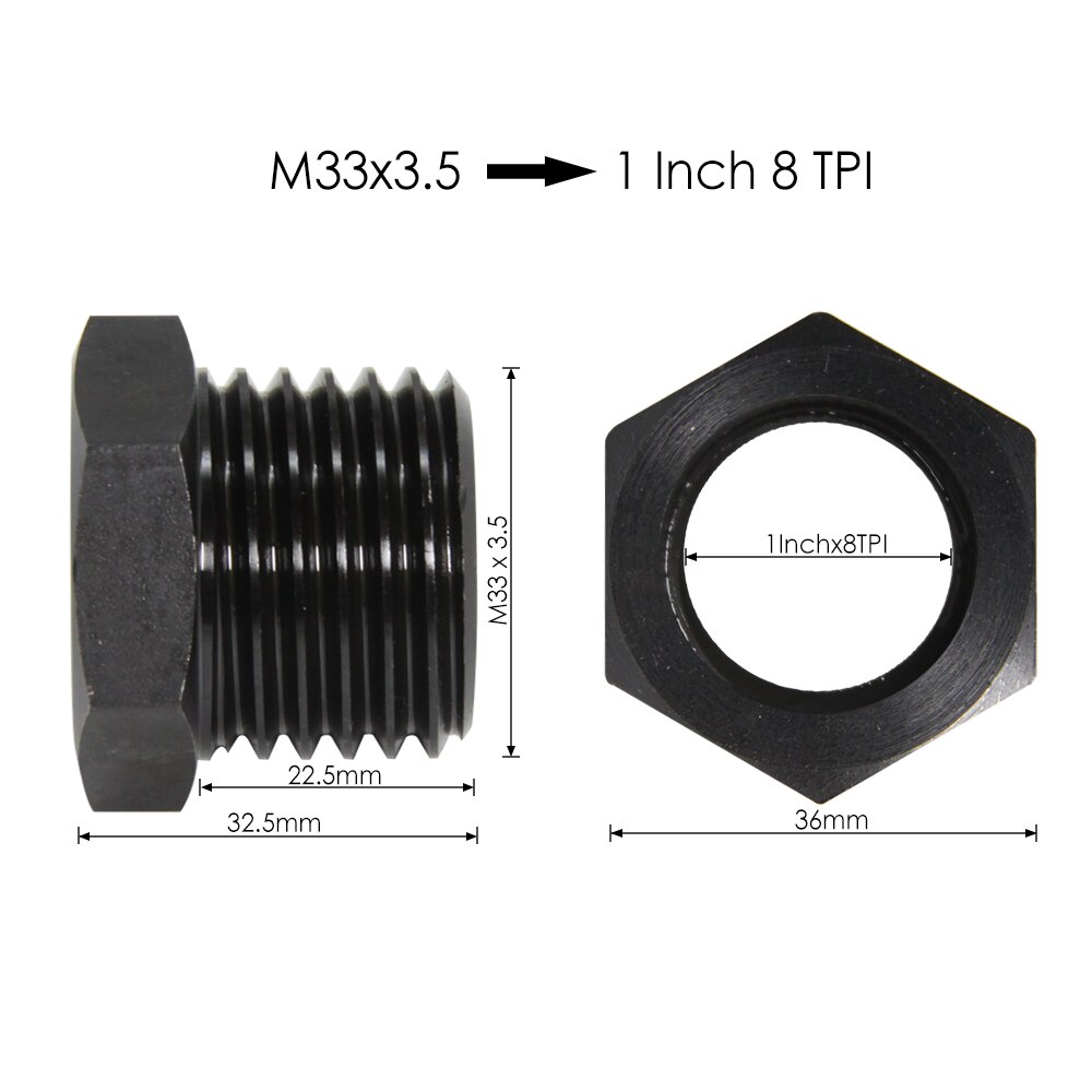 Adaptador de husillo de cabezal de torno, rosca de 1 ”/8TPI M33 x3.5 mm M18-2,5mm, inserto de mandril, torneado de madera, accesorios para herramientas de carpintería