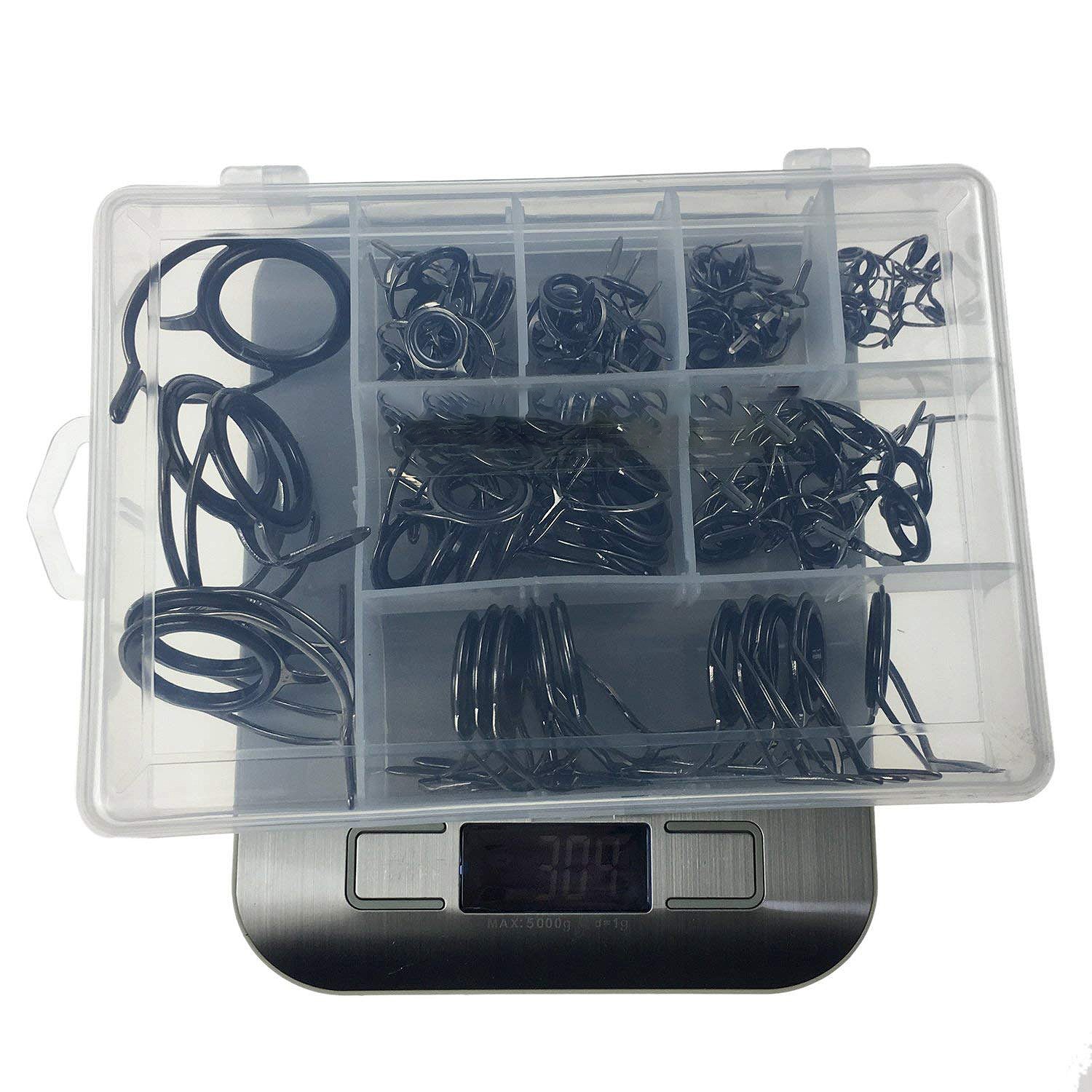 75Pcs Fishing Rod Guide Tips Repair Kit 8 Size Carbon Ceramic Ring Diy Eye Set Rod Rebuilding Sea Spinning Casting Rod