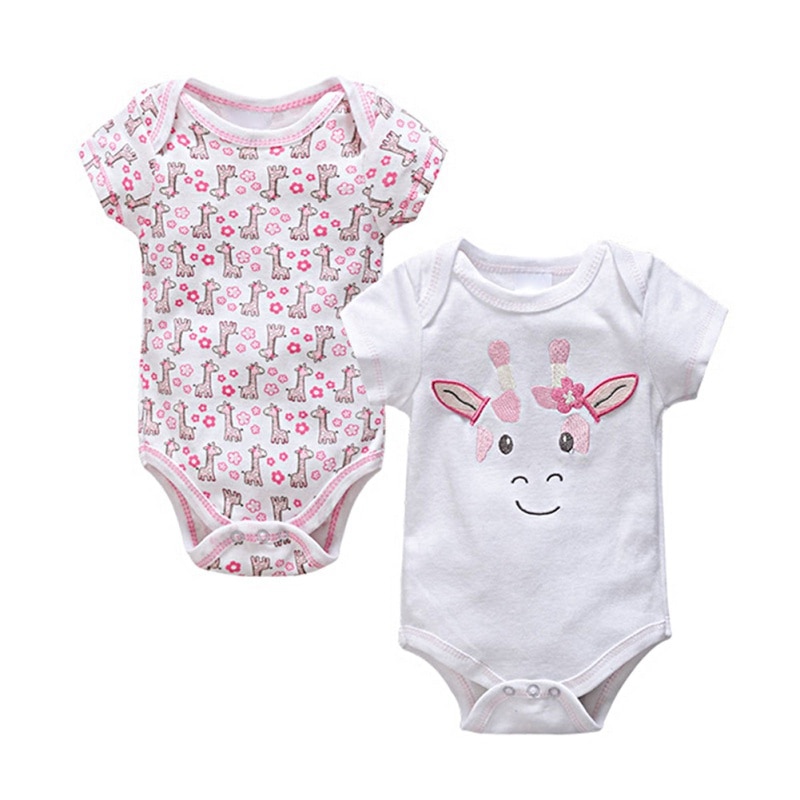 2Pcs/set Newborn Bodysuit Cotton Baby Girl Boy Clothes Short Sleeve Outfit Cartoon body bebe menina body baby ropa de bebe