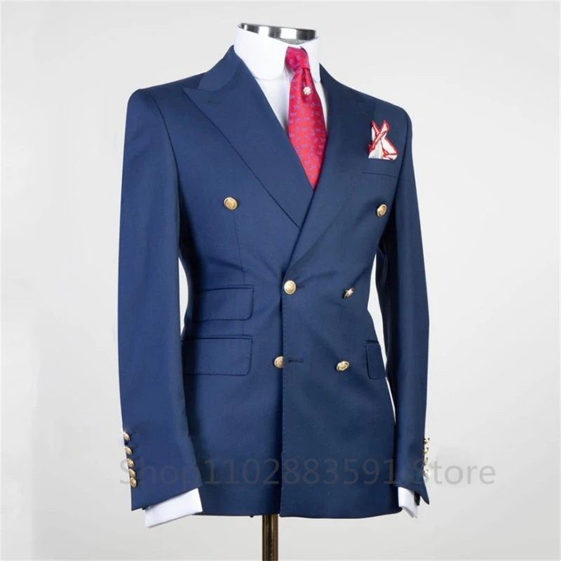 Traje de doble botonadura para hombre, Blazer informal ajustado con solapa de pico, Blazer individual, vestido de novio de boda de negocios,
