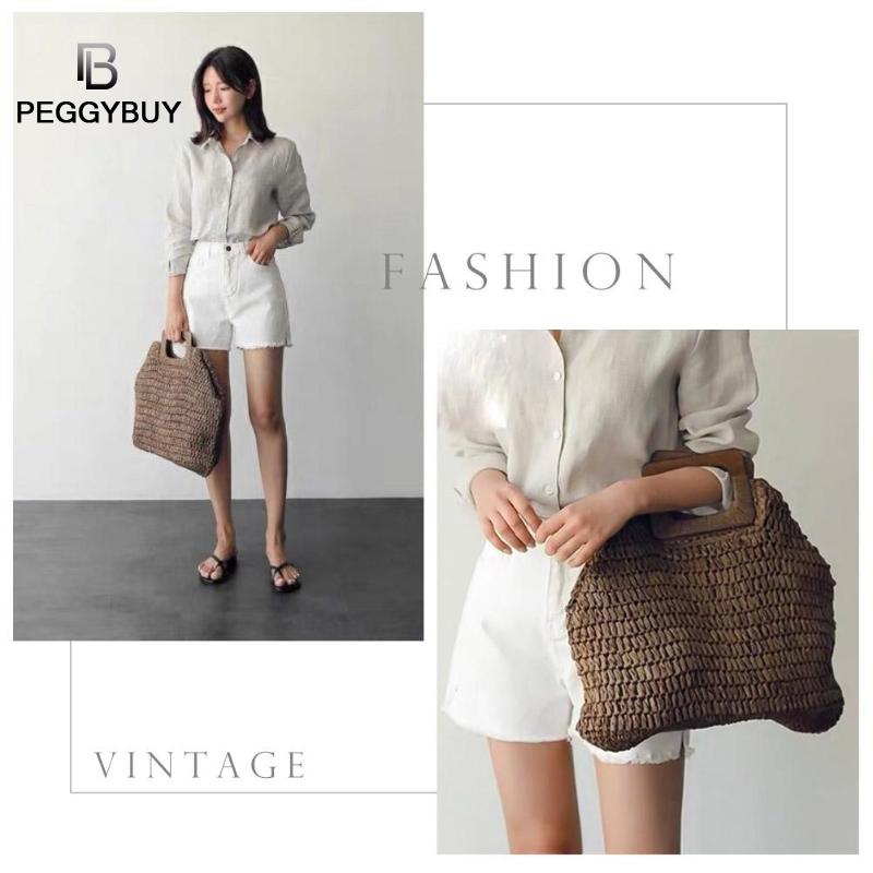 Sac à main Vintage bohème sac de paille pour Women2020 été grande capacité plage sac à main en rotin à la main tricoté sacs de voyage Bolsas