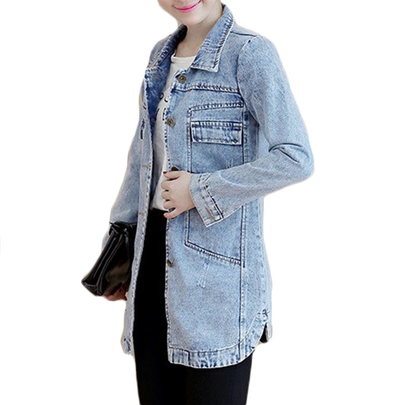 Herfst Winter Koreaanse Denim Jas Vrouwen Slanke Lange Base Coat vrouwen Verzwakte Marineblauw Plus size Jeans Jassen cool 5XL A364