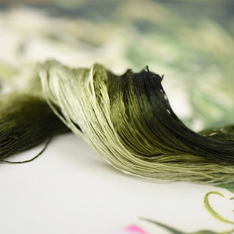 silk embroidery thread / 100% silk thread /hand embroidery embroider cross stitch/artichoke green/8 pure colors