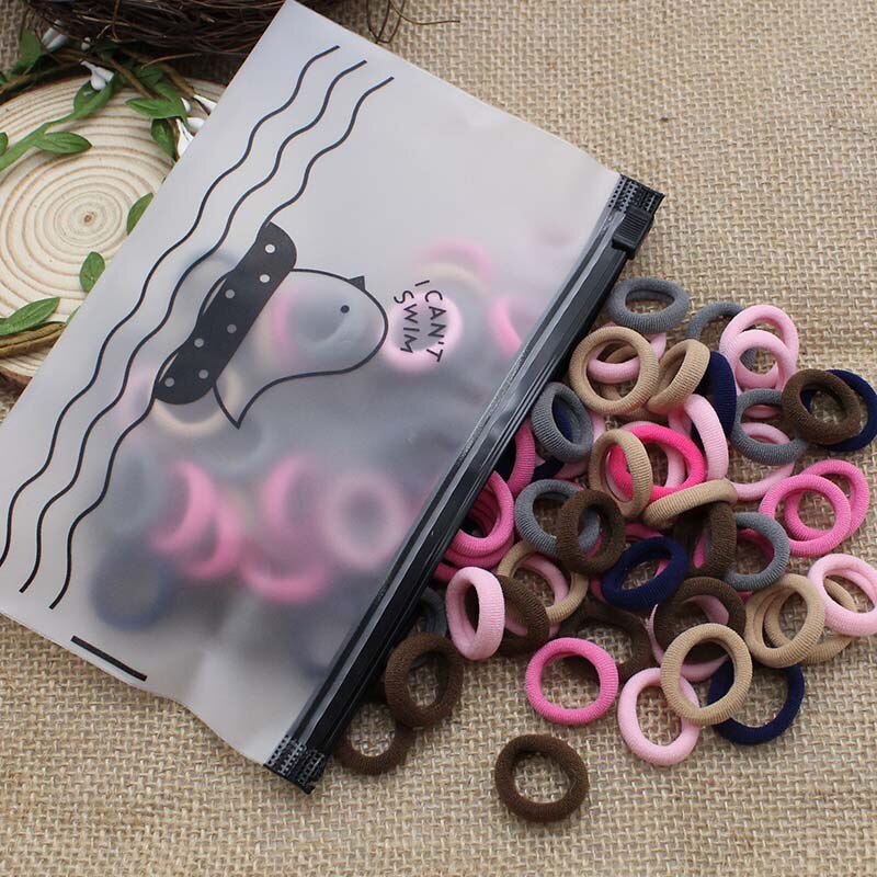 Bandes élastiques colorées de base pour filles, accessoires pour cheveux, chouchou, gomme, 100: 6