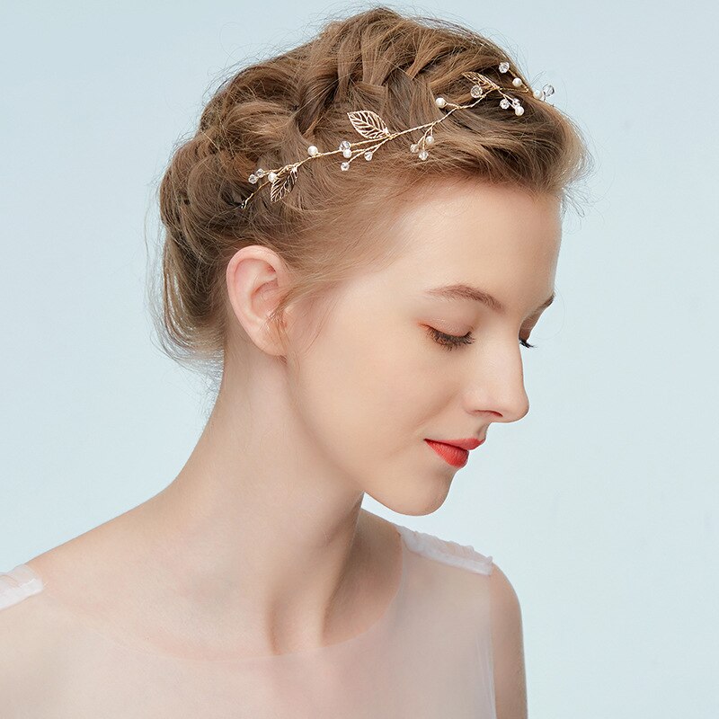Simple Wedding Crystal Crown Bride Hair Jewelry Handmade Golden Rhinestone Bridal Tiaras Crown Accessories Wedding Hair