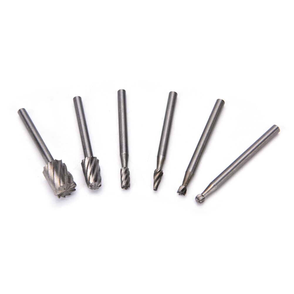 1/4 ''3MM tige bois foret Mini râpe rotative fichier jeu de fraises 5/6 pièces/ensemble: Silver2 6PCS