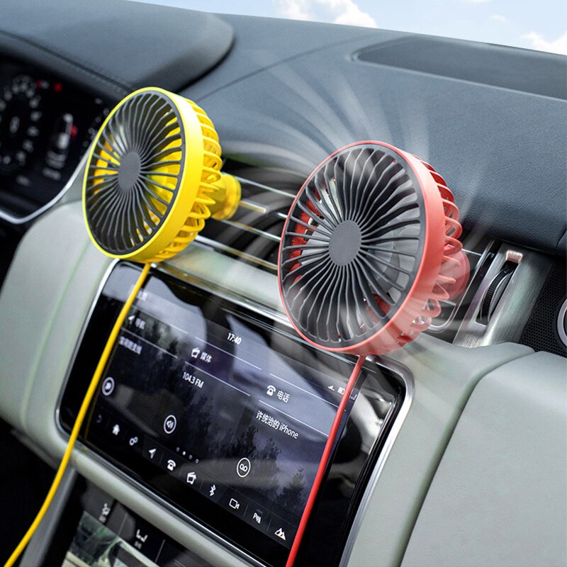Car Cooling System USB Fan Mini 360 Degree Rotation With Night LED Light Automobile Powerful Wind Mute Mounted Cooling Fan