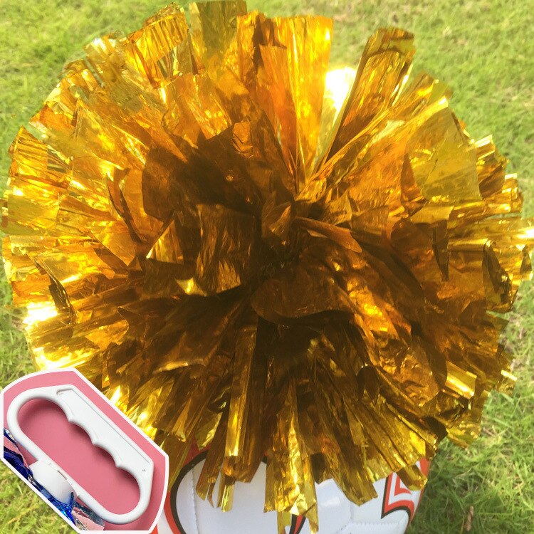 24Cm Cheerleader Pom Poms Sparkly Twee-Vinger Cheerleader Bloem Bal Kinderen Cheer Hand Bloem Cheer Props Sport Bloem bal: gold