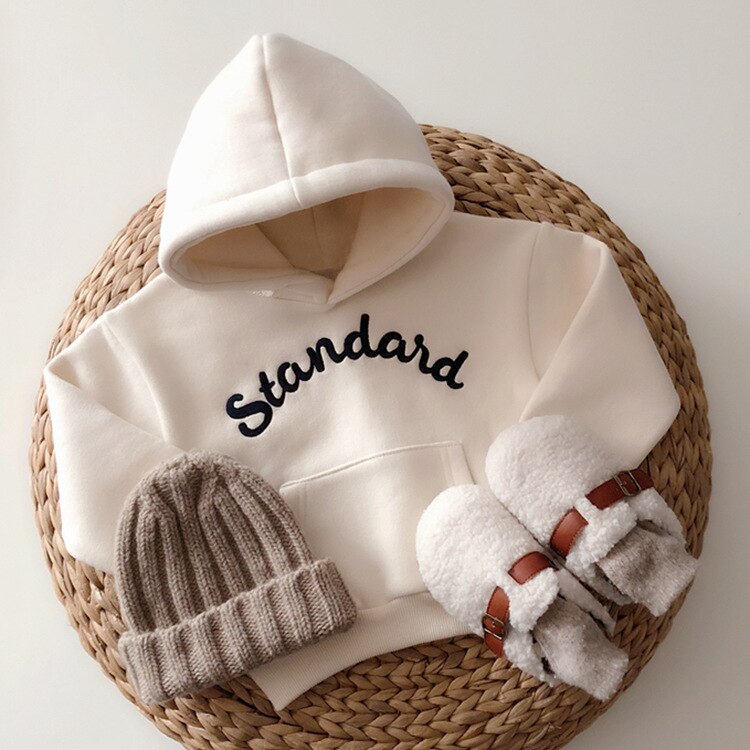 Sudaderas con capucha para bebé, niño y niña, sudadera con letras lisas, Tops gruesos y cálidos, ropa para niño y niña, Disfraces para Otoño e Invierno: Z633N / 9-12M