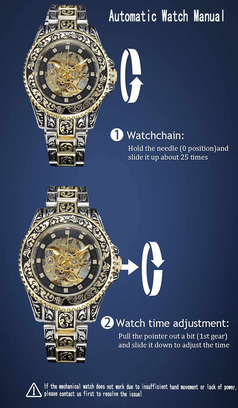 Reloj Automático LONGLUX, reloj mecánico retro de lujo, acero inoxidable tallado, resistente al agua, sin logotipo, reloj para hombre, para hombre