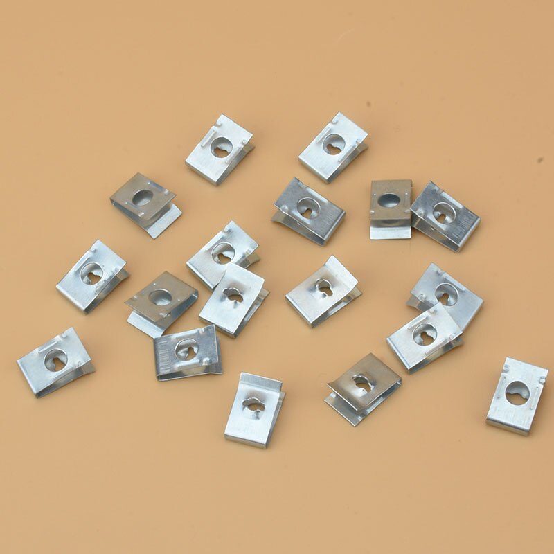 50Pcs Car Universal Speed Fasteners U Nuts Self Tapping Screw Spire Clip 6mm Hole Interior Door Trim Panels Clips Metal Rivets