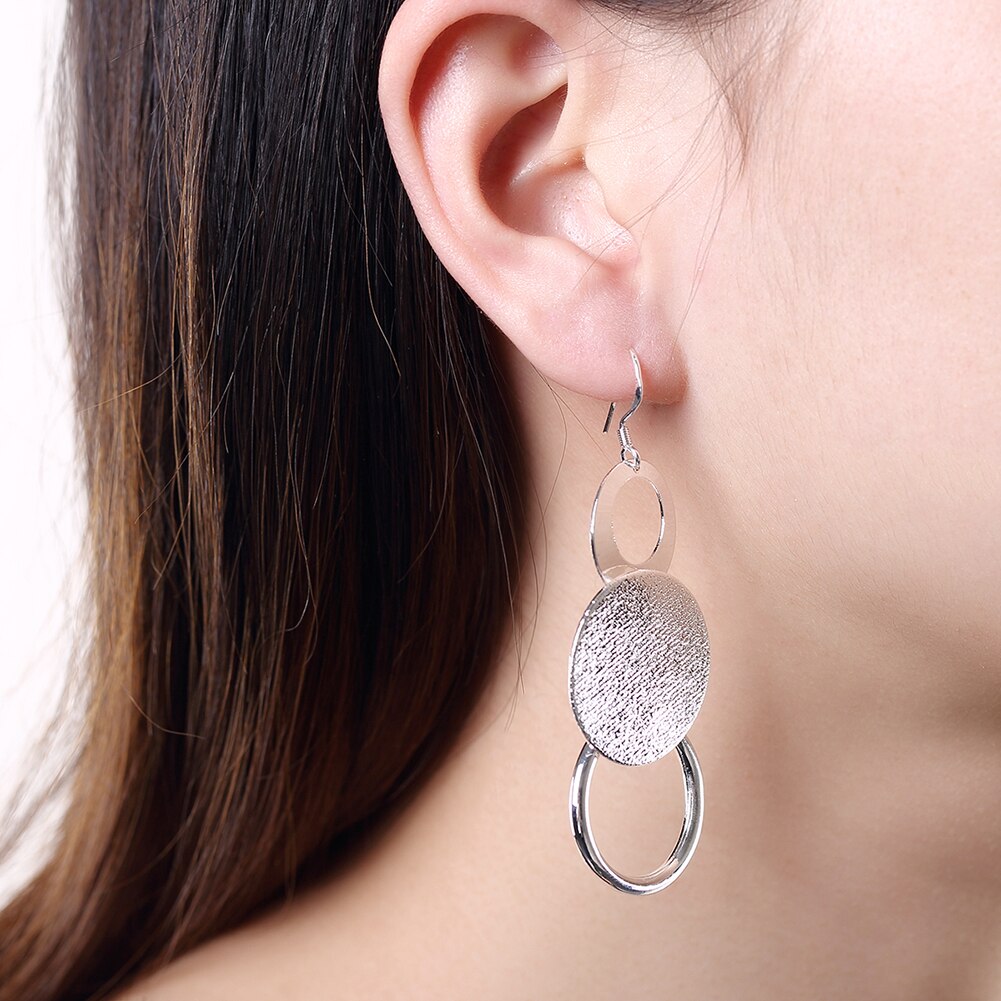 Charm orecchini in argento Sterling 925 collana set di gioielli per donna moda regalo per feste ragazza elegante cerchio smerigliato matrimonio