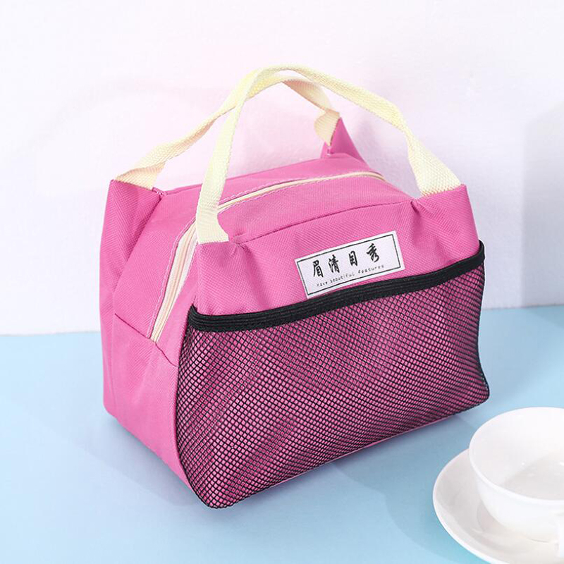 Solid Reusable Lunch Box Tote Bag Food Thermal Insulated Lunch Bags Grocery Pouch For Women Men Kids Work School Picnic Camping